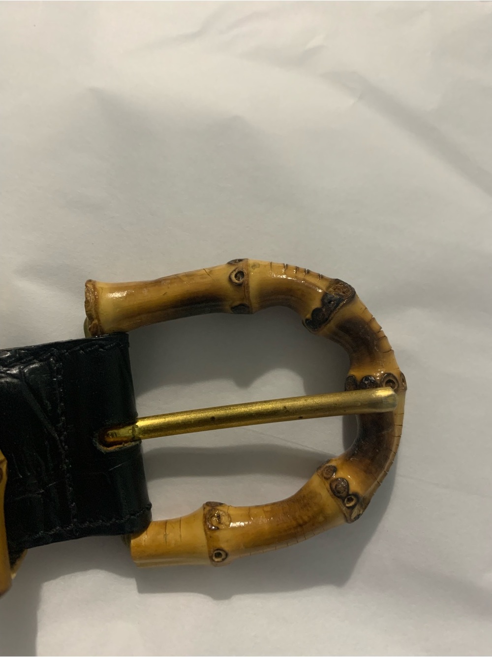 Harold's Powell Black Leather Belt with Bamboo-Style Buckle - Picture 3 of 16